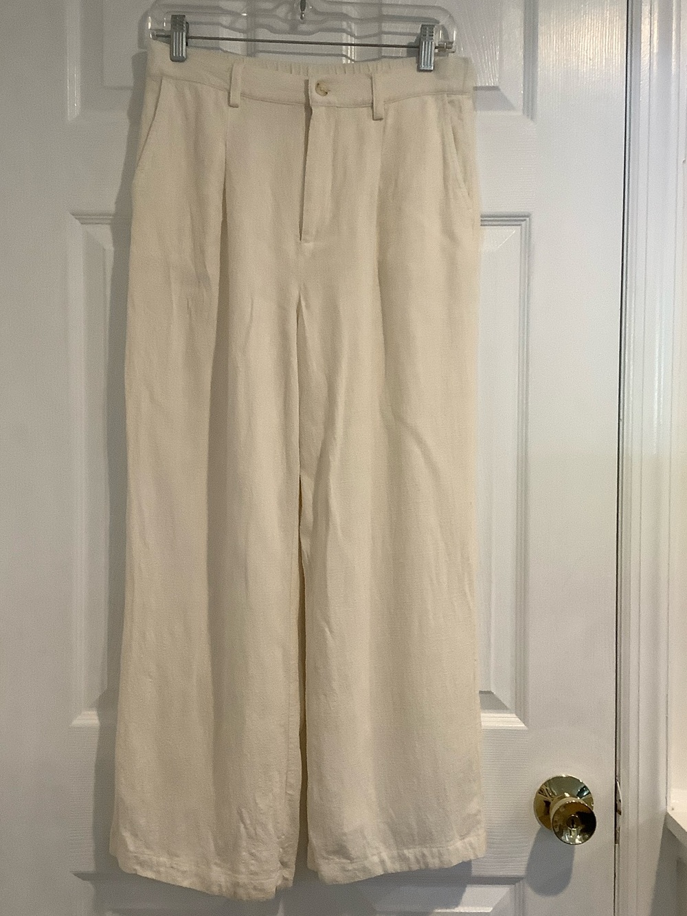 Z SUPPLY Women’s Off White Linen Blend Coastal Beachy Summer Cropped Pants M
